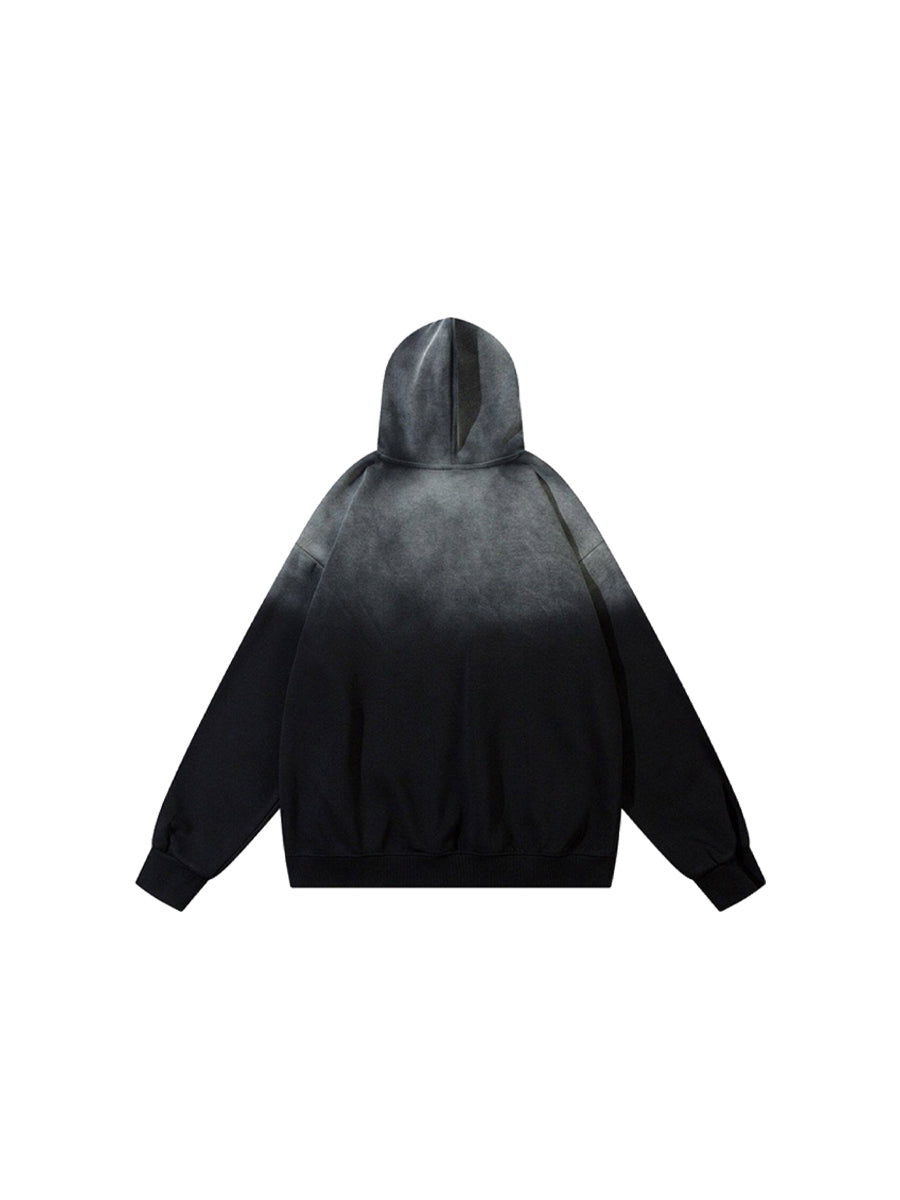 WHY SOIL Gradient Distressed Oversized Hooded Sweatshirt