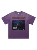 Whysoil-Skate Cop Car Vintage Print Washed Grey Oversized T-Shirt