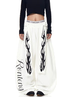 WHY SOIL American Flame Wide-Leg Cargo Pants