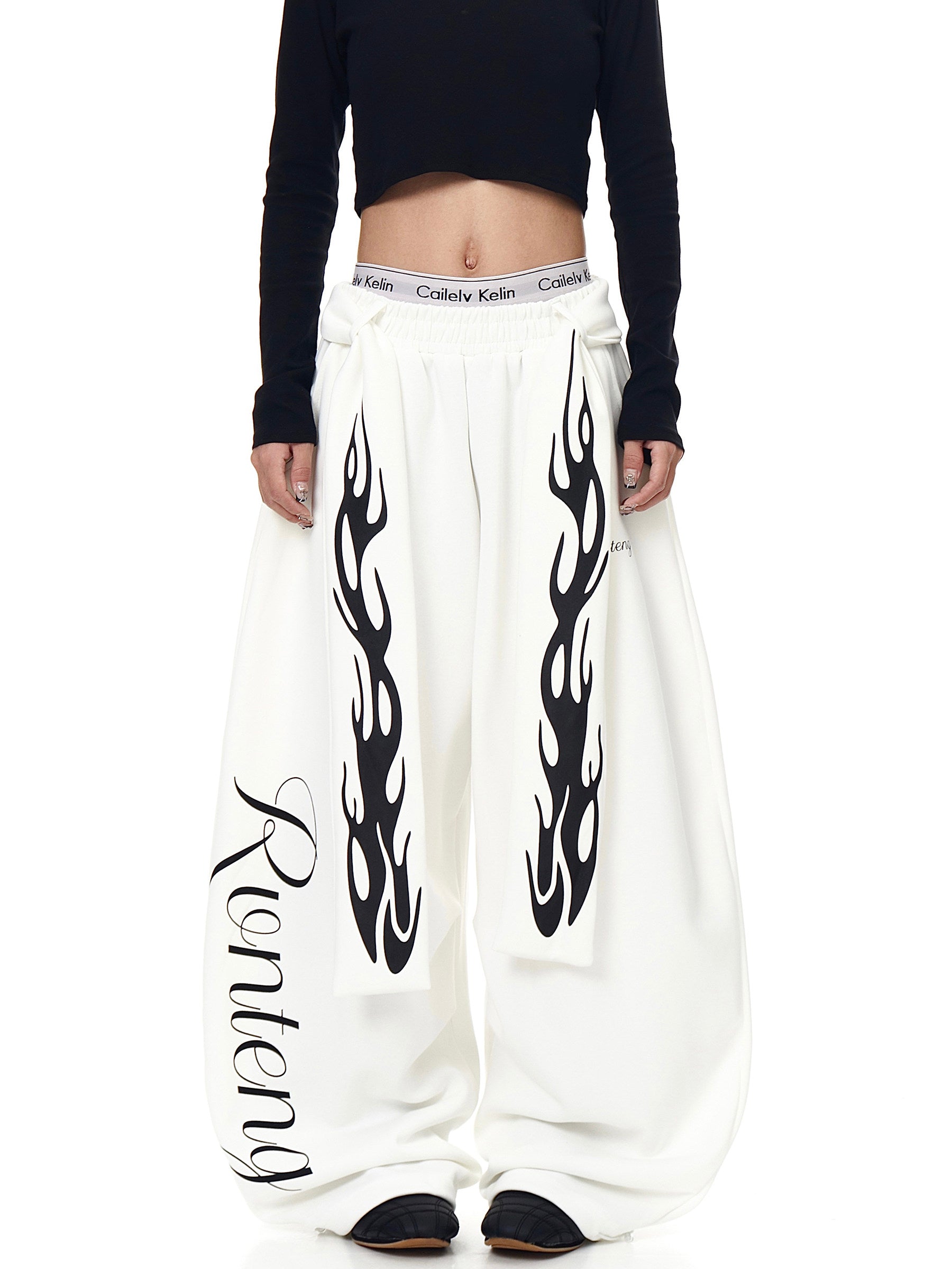 WHY SOIL American Flame Wide-Leg Cargo Pants