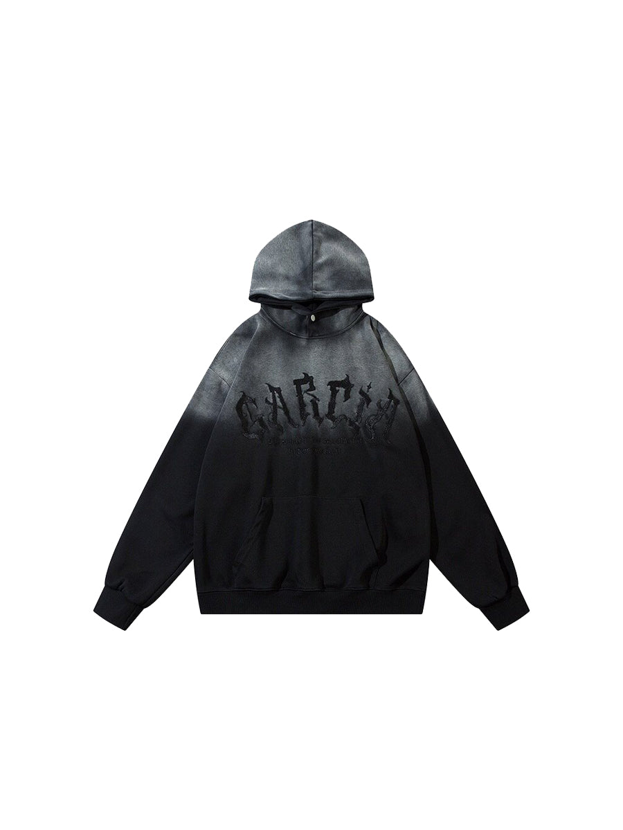 WHY SOIL Gradient Distressed Oversized Hooded Sweatshirt