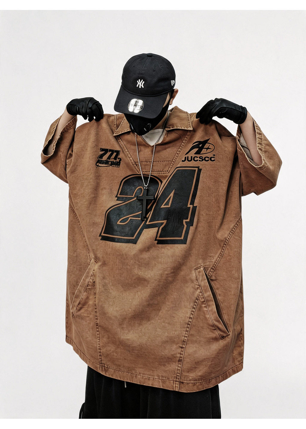 WHY SOIL Distressed Vintage American Street Short Sleeve Top