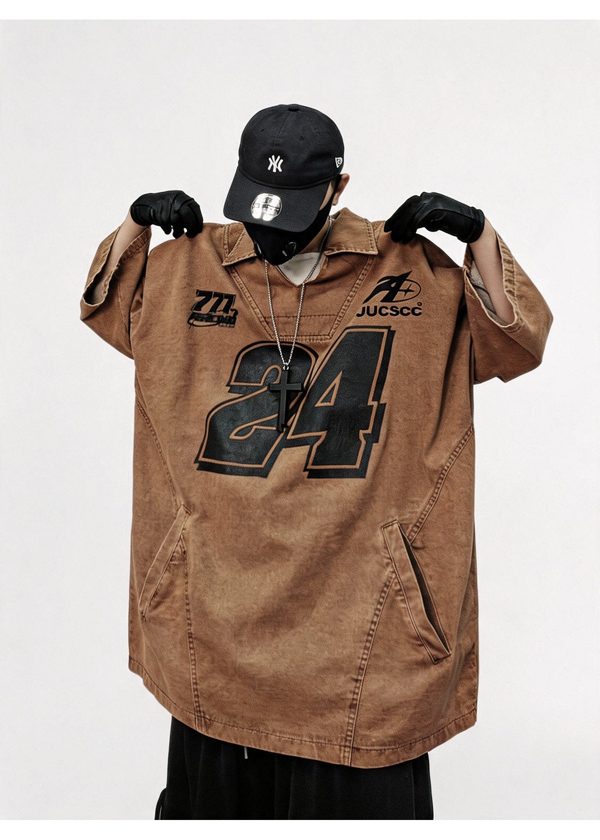 WHY SOIL Distressed Vintage American Street Short Sleeve Top