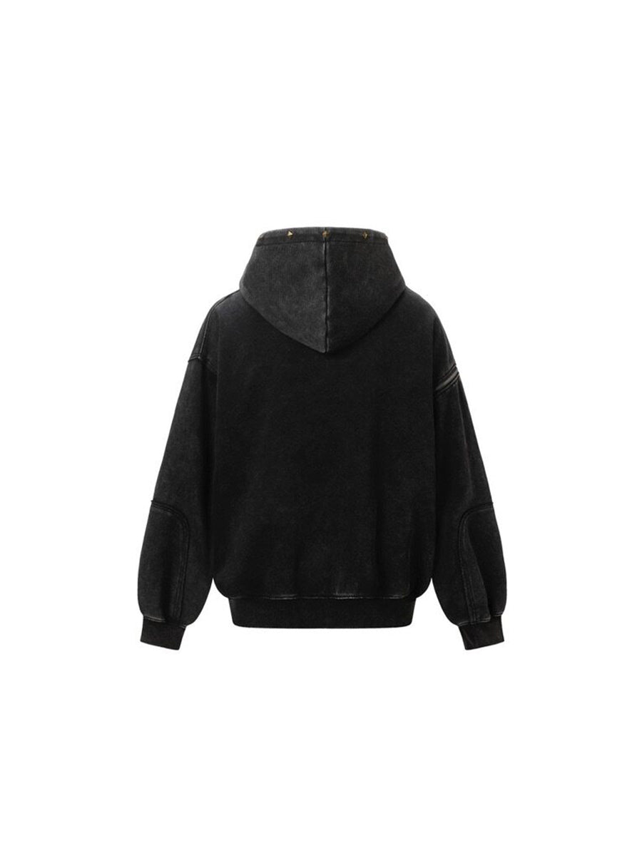 WHY SOIL Washed Rivet Utility Zip Hoodie