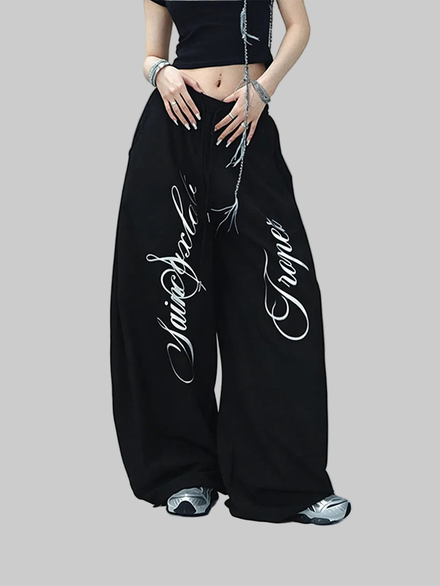 WHY SOIL Blacke Phantom Script Balloon Pants