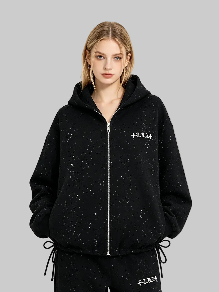 WHY SOIL Black Meteor Cross Hooded Jacket