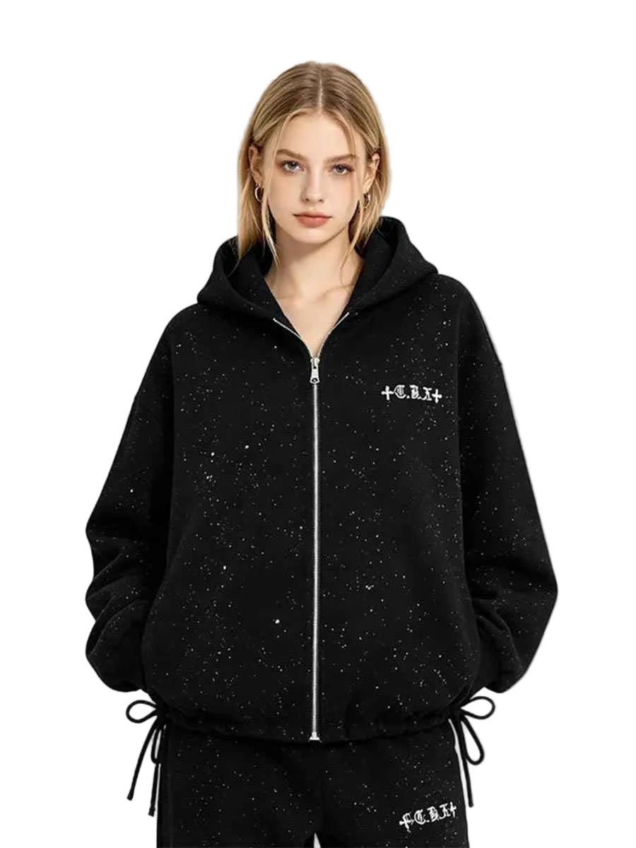 WHY SOIL Black Meteor Cross Hooded Jacket