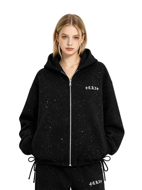 WHY SOIL Black Meteor Cross Hooded Jacket