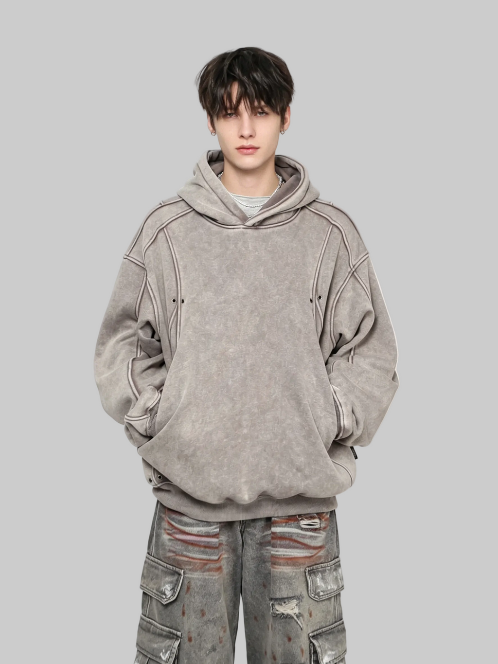 WHY SOIL Washed Streetwear Oversized Hoodie