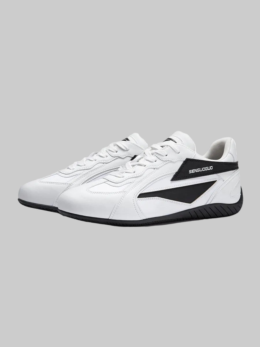 Whysoil Unisex White Leather Retro Trainer Shoes