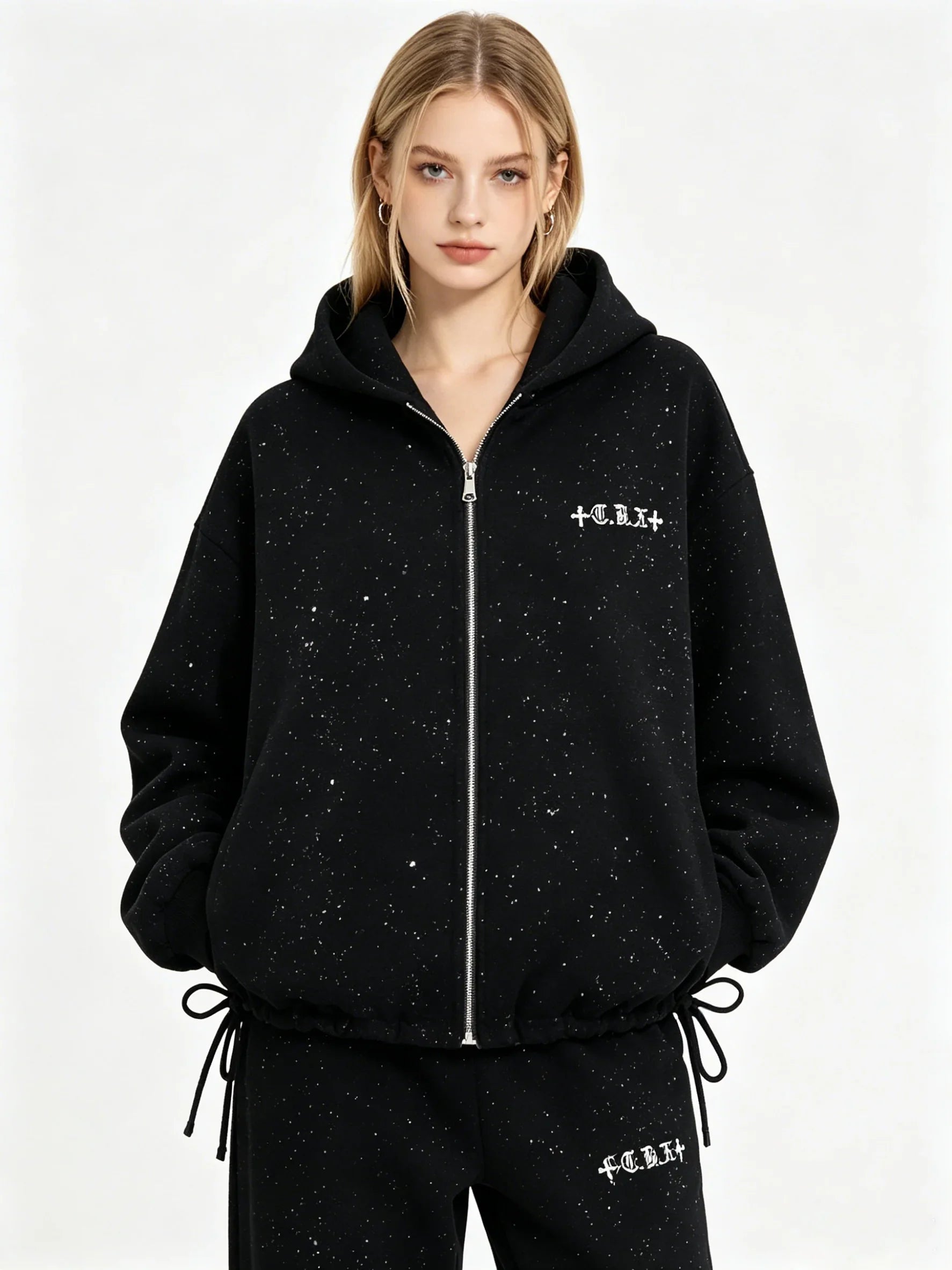 WHY SOIL Black Meteor Cross Hooded Jacket