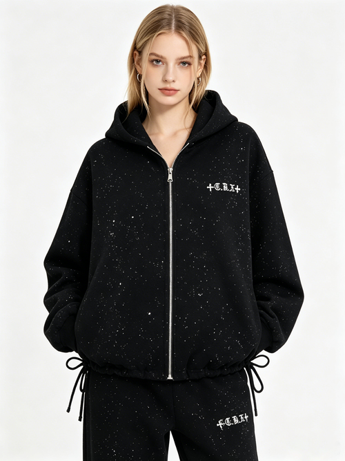 WHY SOIL Black Meteor Cross Hooded Jacket