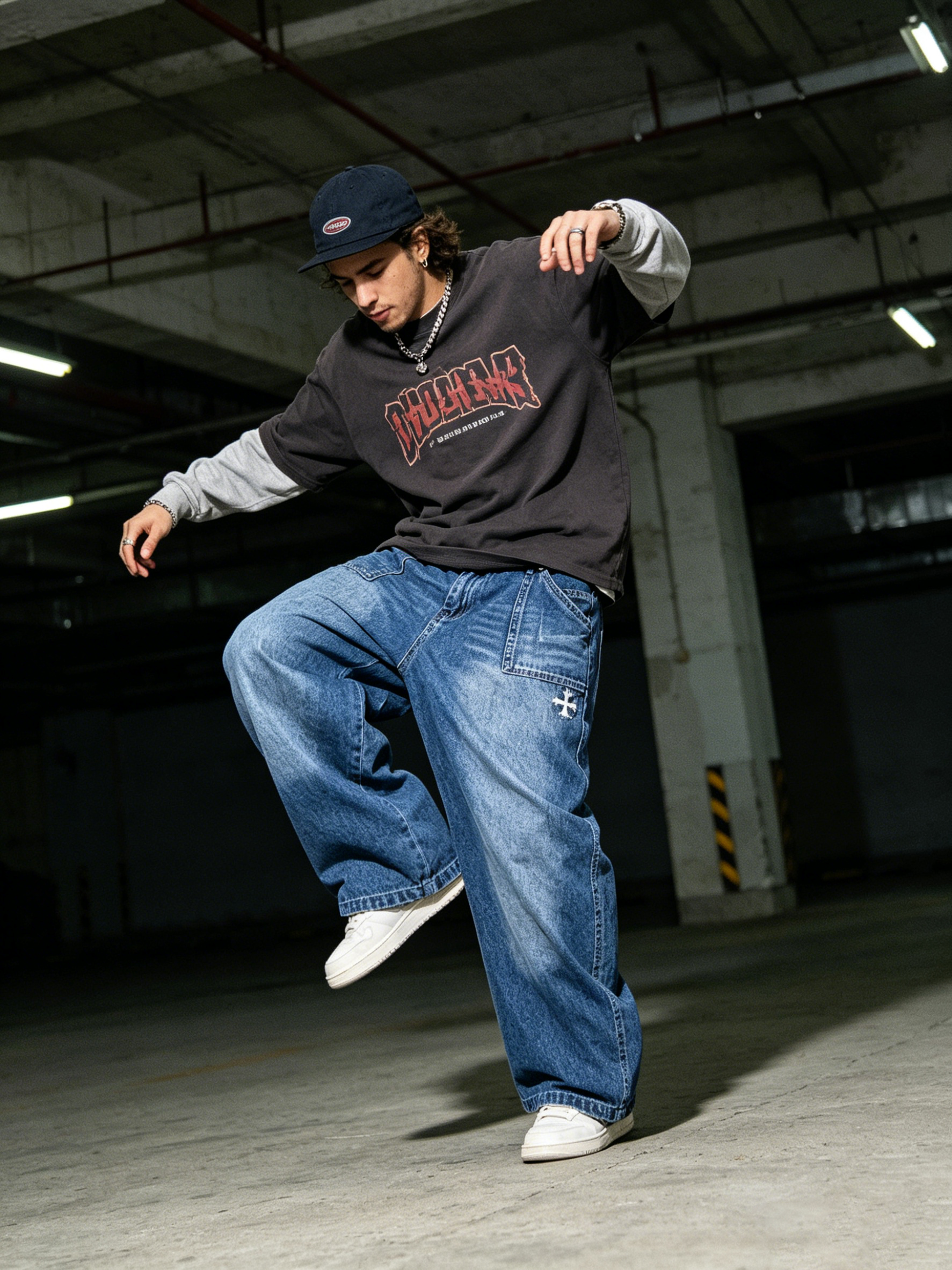WHY SOIL Loose Fit Denim Wide-Leg Pants
