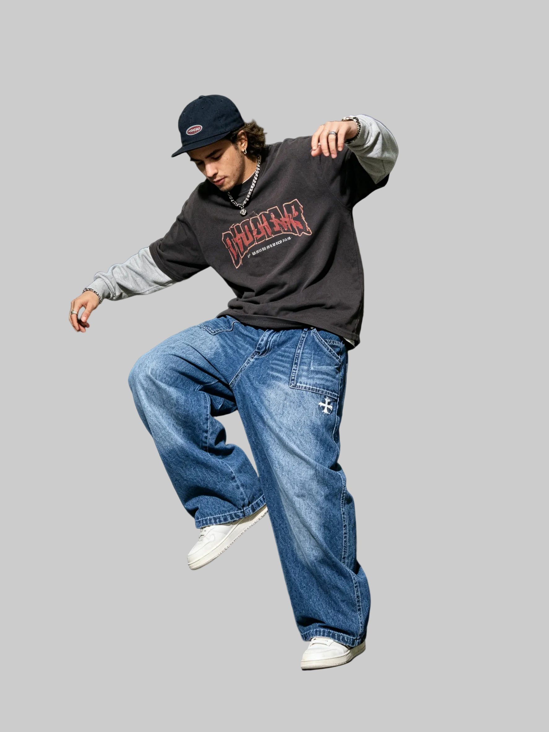 WHY SOIL Loose Fit Denim Wide-Leg Pants