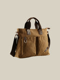 Vintage Muted Tone Canvas Tote Crossbody Bag, Textured Woven Earthy Tone | WHYSOIL