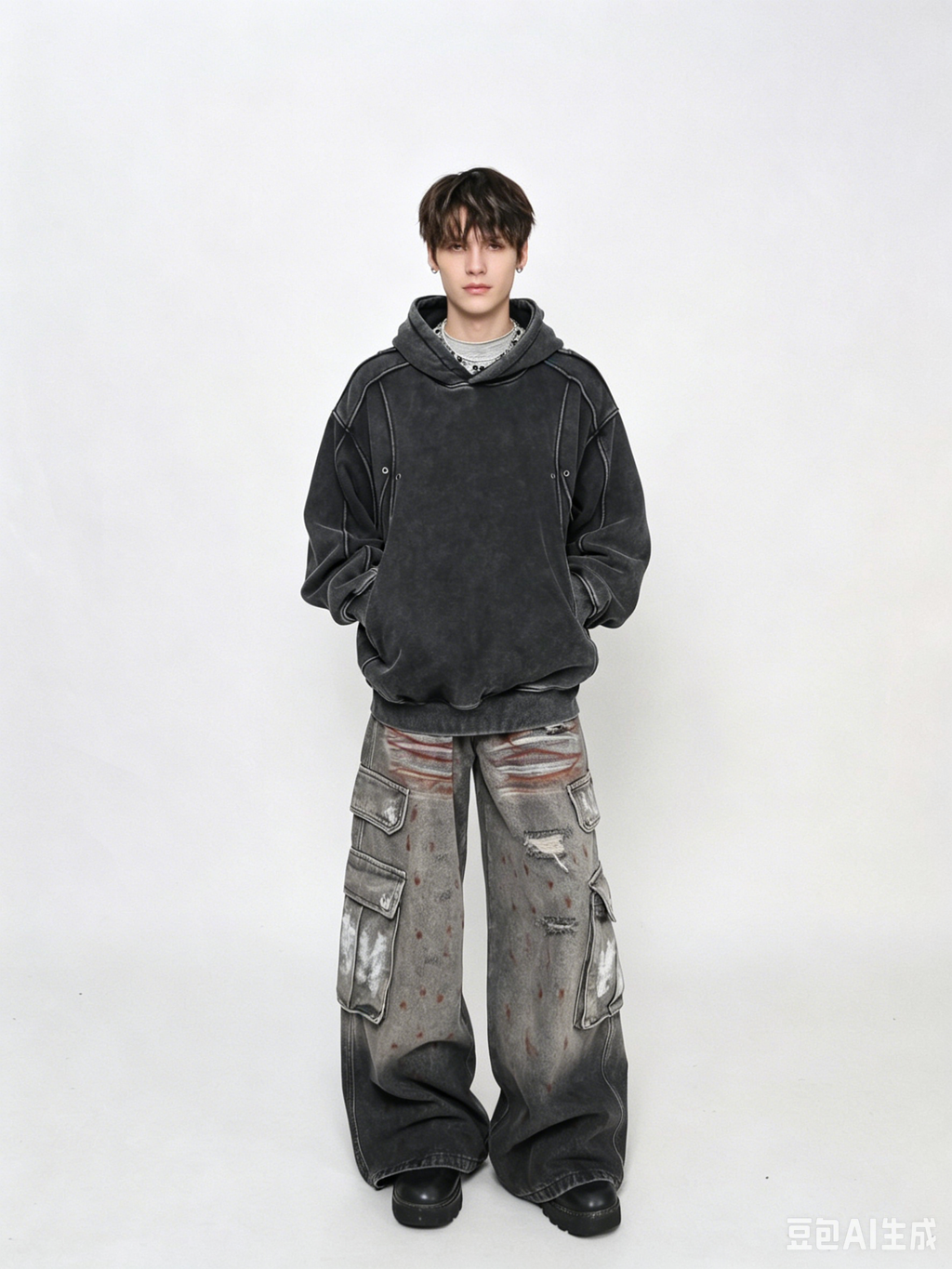 WHY SOIL Washed Streetwear Oversized Hoodie