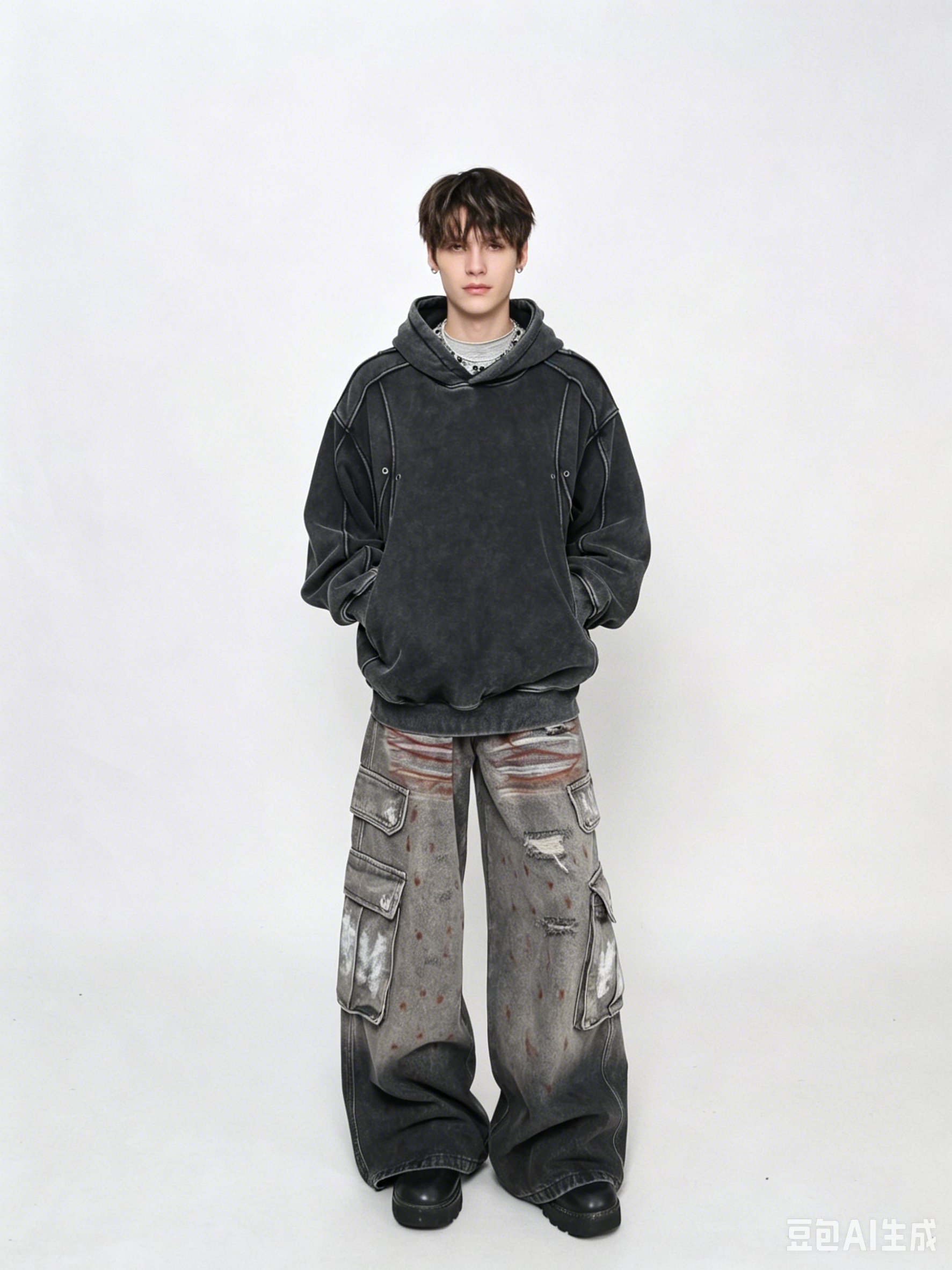 WHY SOIL Washed Streetwear Oversized Hoodie
