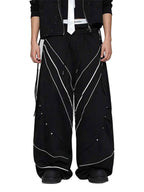 WHY SOIL Casual Wide-Leg Striped Track Pants
