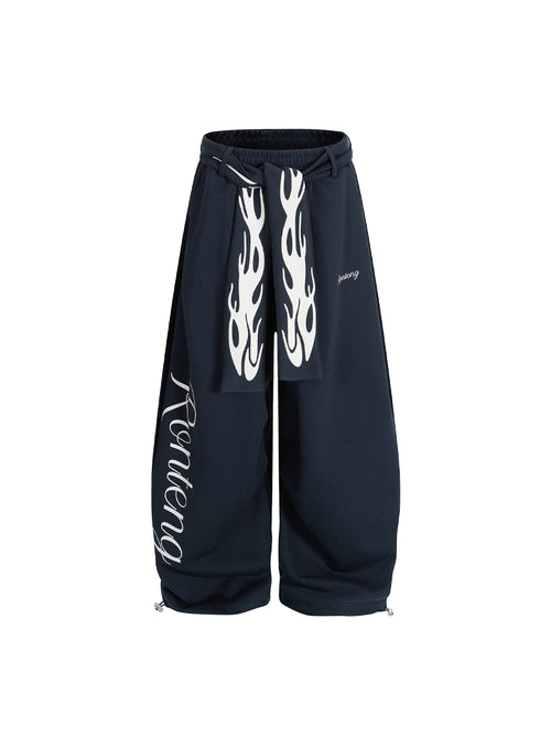 WHY SOIL American Flame Wide-Leg Cargo Pants