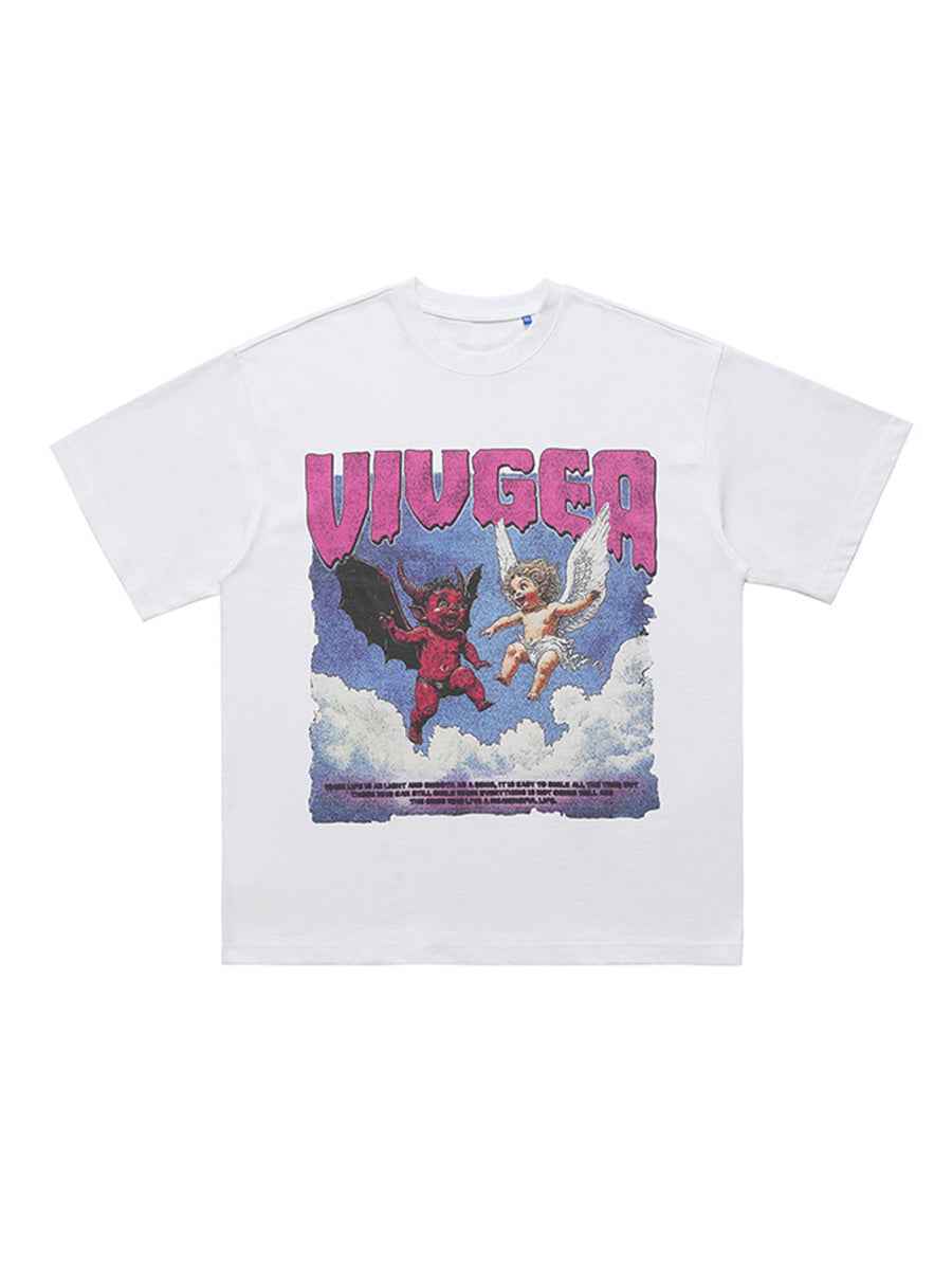 Whysoil-Vintage Cloud Print T-Shirt