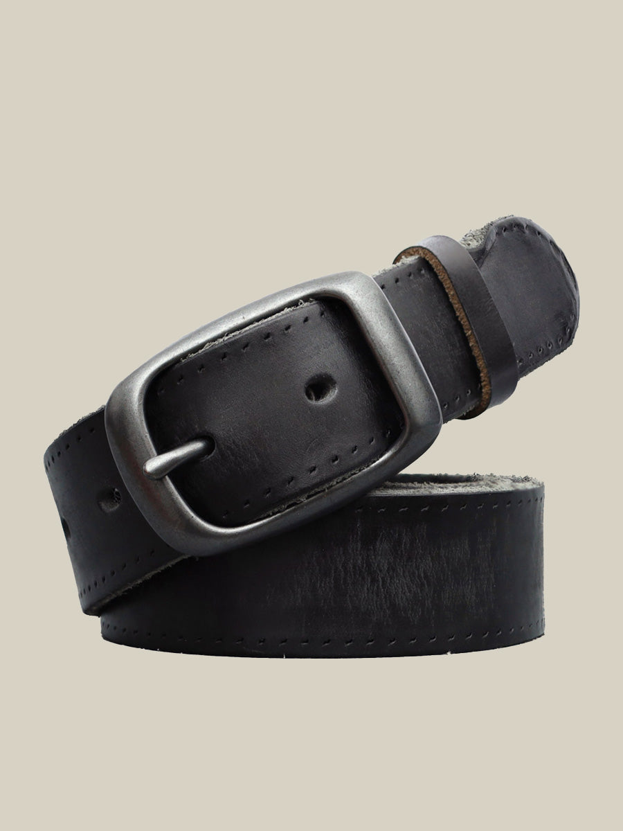 Vintage Muted Tone Distressed Leather Belt, Textured Full‑Grain Earthy Tone | WHYSOIL