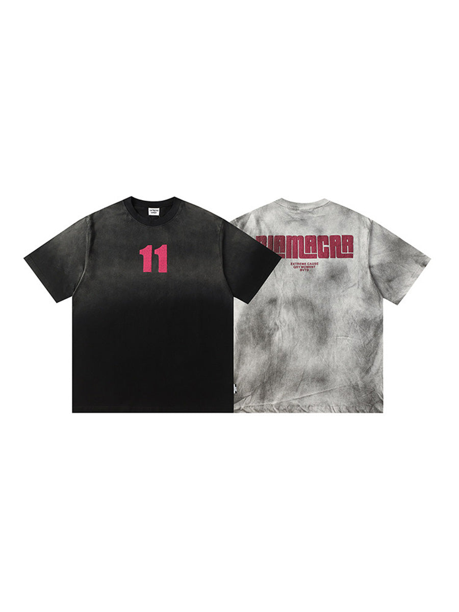 Whysoil Letter Cloud Washable Crew Neck T-Shirt