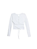 WHY SOIL Halo Keyhole Drawstring Long Sleeve Top