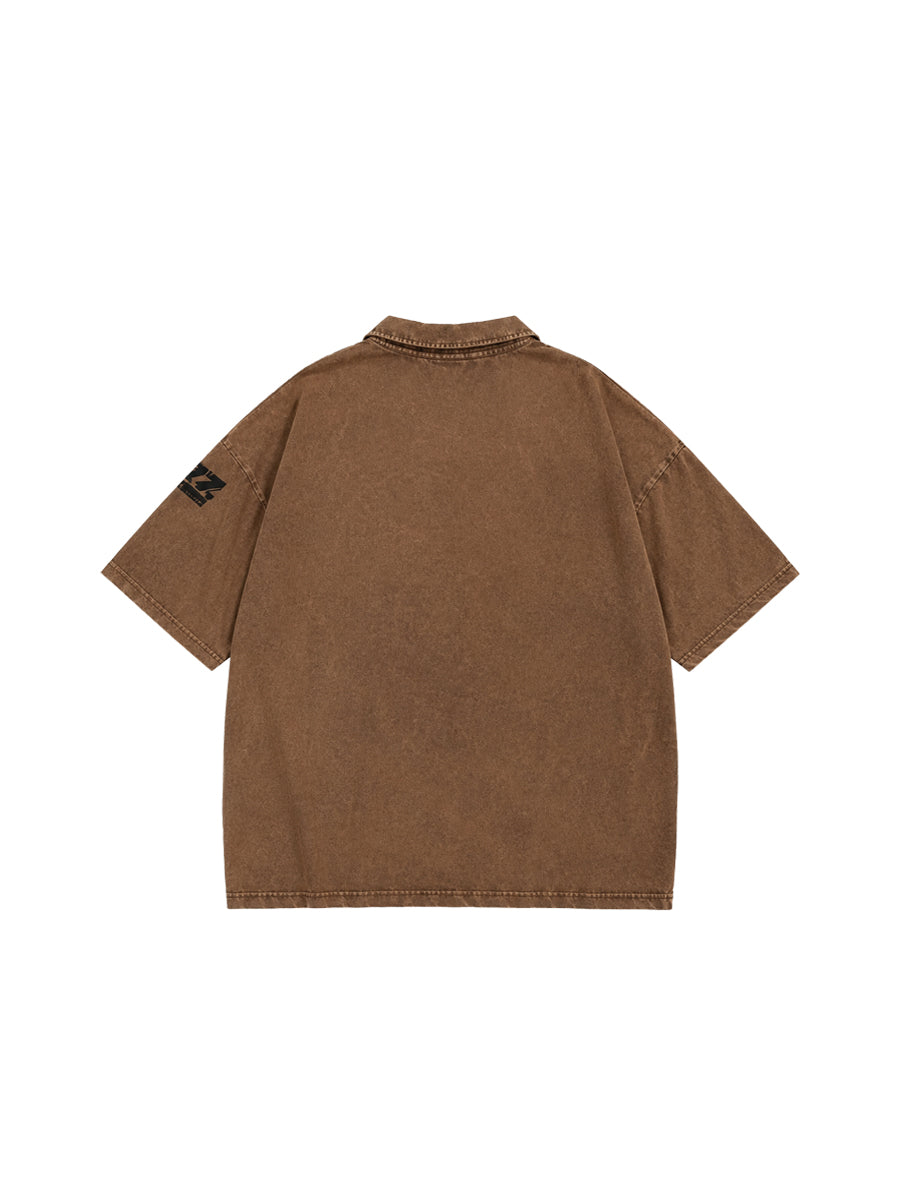 WHY SOIL Distressed Vintage American Street Short Sleeve Top