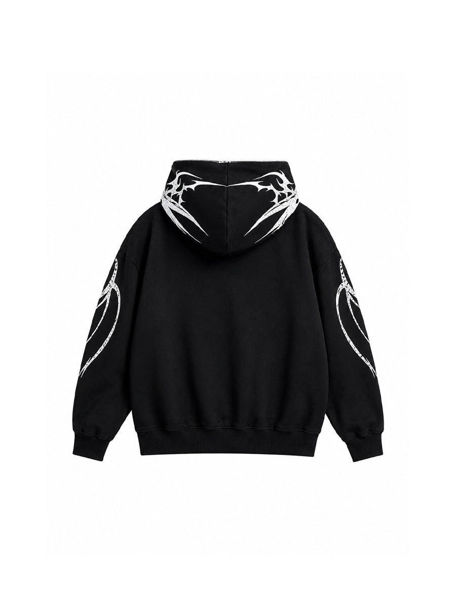 WHY SOIL Graffiti Script Graphic Zip Hoodie
