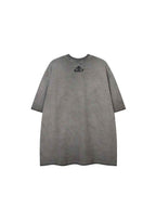 Whysoil-Blur Block Letter Small Logo Chest Print Washed Oversized T-Shirt