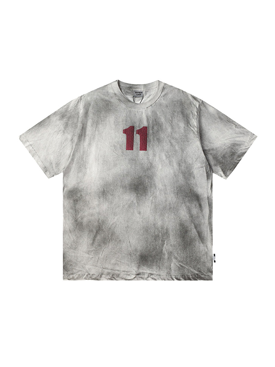 Whysoil Letter Cloud Washable Crew Neck T-Shirt