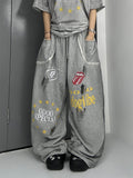 WHYSOIL Vintage Graphic Wide-Leg Sweatpants