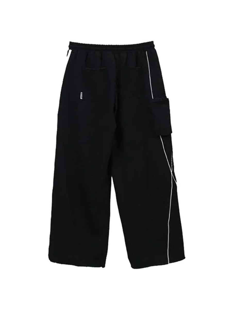 WHY SOIL Wide-leg Casual Striped Pants