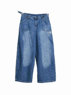 WHY SOIL Loose Fit Denim Wide-Leg Pants