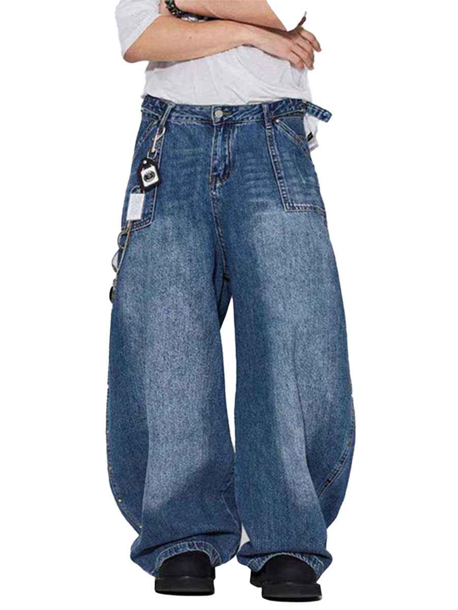 WHY SOIL Loose Fit Denim Wide-Leg Pants