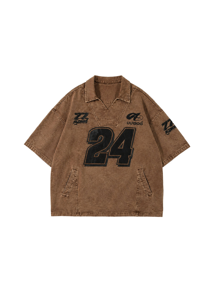 WHY SOIL Distressed Vintage American Street Short Sleeve Top