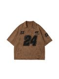 WHY SOIL Distressed Vintage American Street Short Sleeve Top