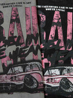 Whysoil-Vintage Classic Car Multi-Layer Slogan Print Washed Oversized T-Shirt