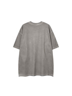 Whysoil-Distressed Jagged Gothic Stacked Letter Print Washed Oversized T-Shirt