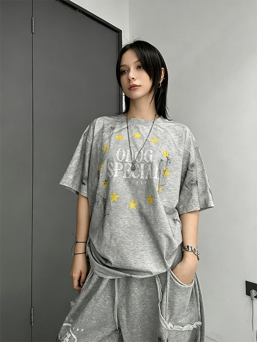 WHYSOIL Vintage Graphic Wide-Leg Sweatpants