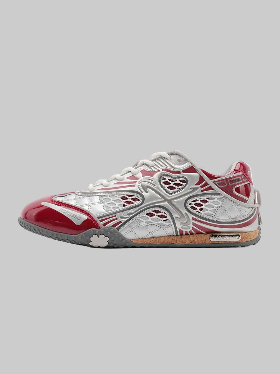 Whysoil Unisex White Red Heart Mesh Retro Running Shoes