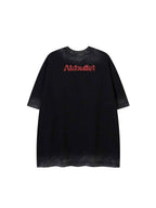 Whysoil-Spray Splash Gradient Faded  Letter Print Oversized T-Shirt