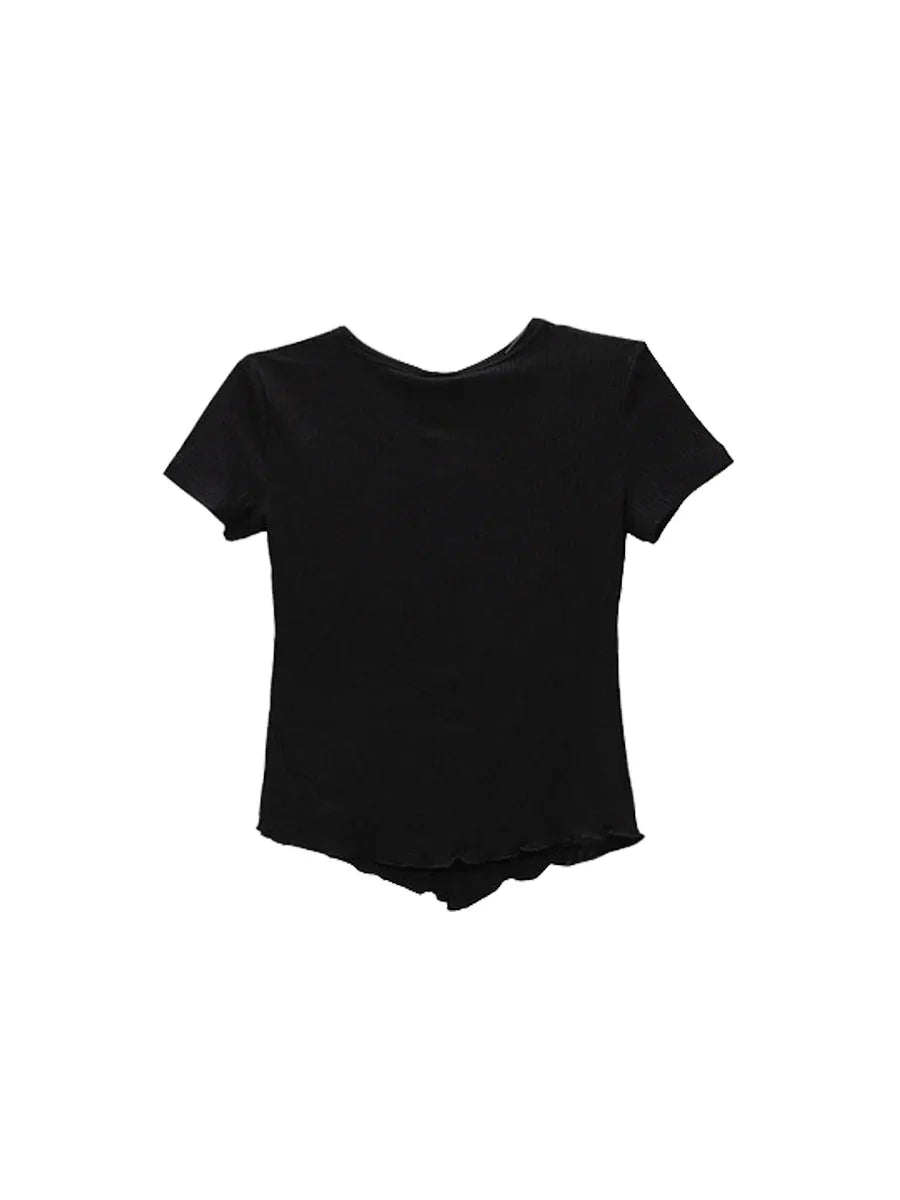 WHY SOIL Snap Ribbed Short Sleeve Top