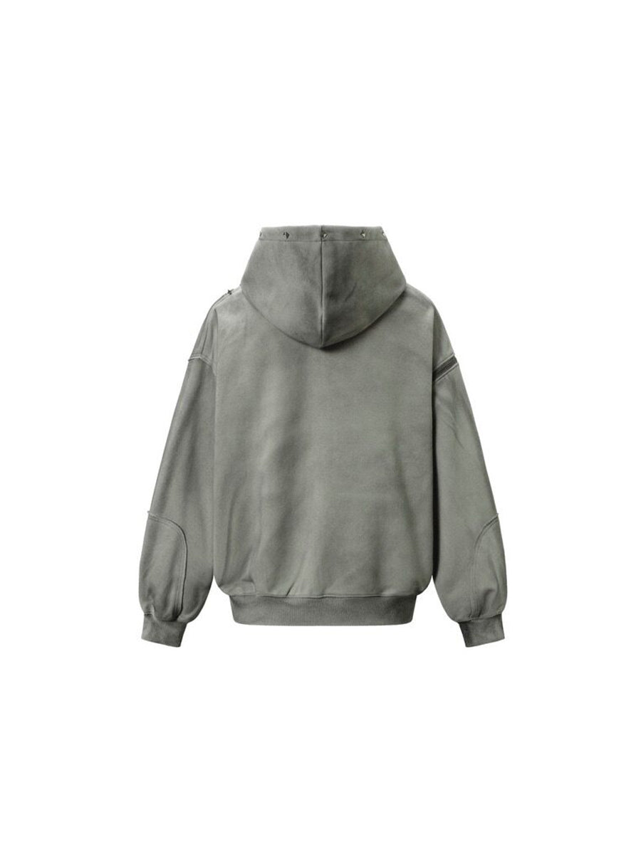 WHY SOIL Washed Rivet Utility Zip Hoodie