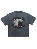 Whysoil-Vintage Graffiti Letter Acid Washed Oversized T-Shirt