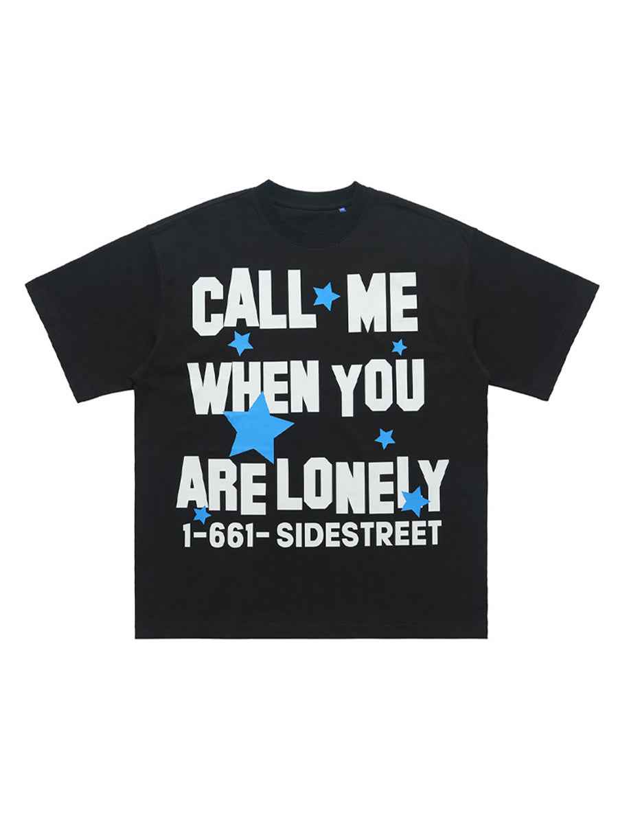 Whysoil-Letter Print Oversized T-Shirt