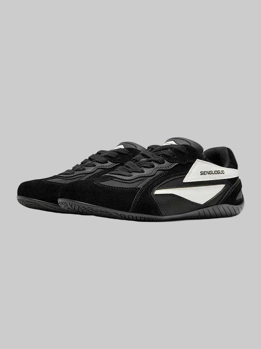 Whysoil Unisex Black Retro Suede Trainer Shoes