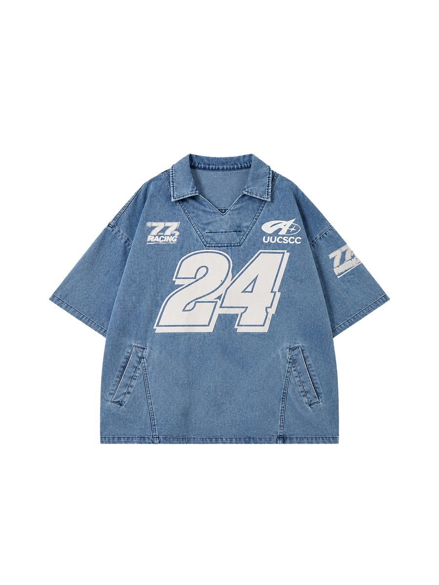 WHY SOIL Distressed Vintage American Street Short Sleeve Top