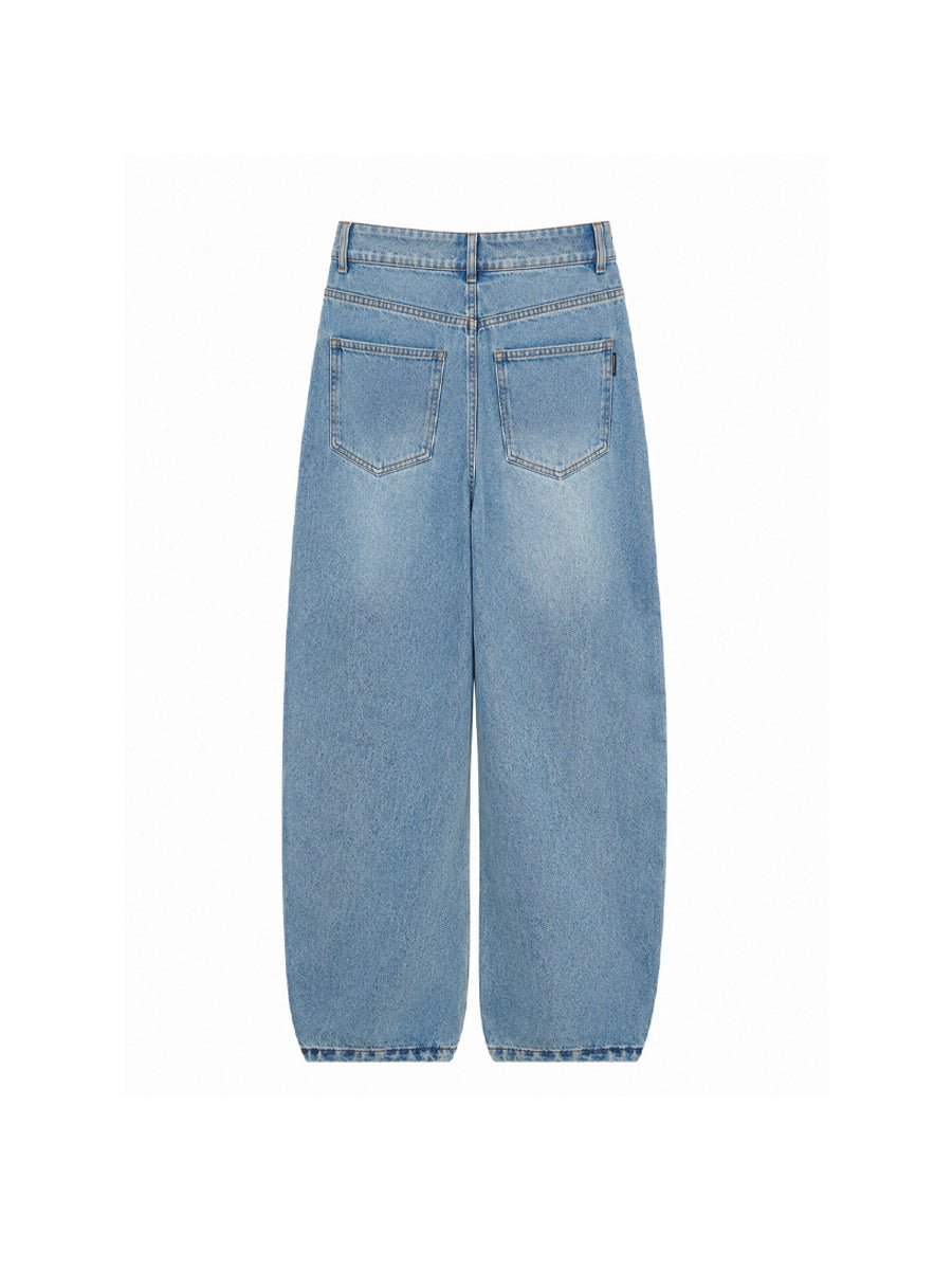 WHY SOIL Distressed Light Wash Casual Denim Pants