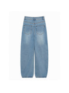WHY SOIL Distressed Light Wash Casual Denim Pants